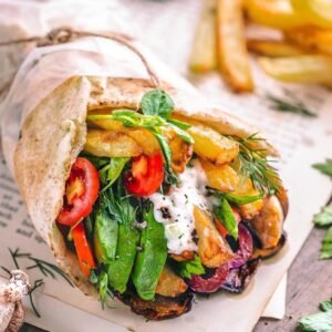 VEGETARIAN WRAP WITH FRIES