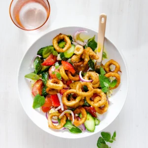 Calamari WITH GREEK SALAD